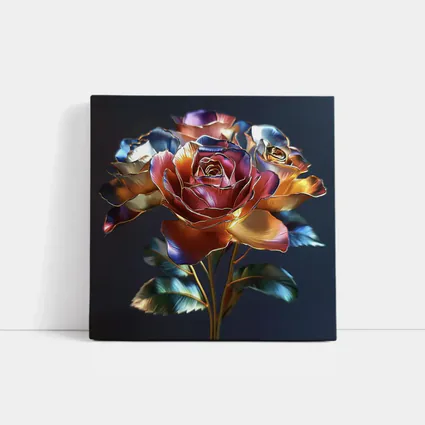 Metallic Roses Bouquet Dark Blue Background