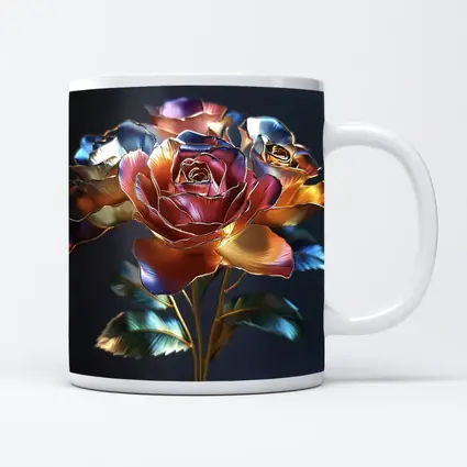 Metallic Roses Bouquet Dark Blue Background
