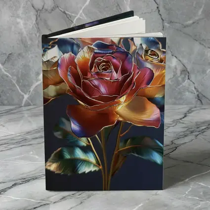 Metallic Roses Bouquet Dark Blue Background
