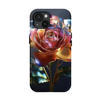 Metallic Roses Bouquet Dark Blue Background