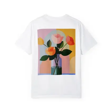 Roses in Vase Colorful Geometric Background