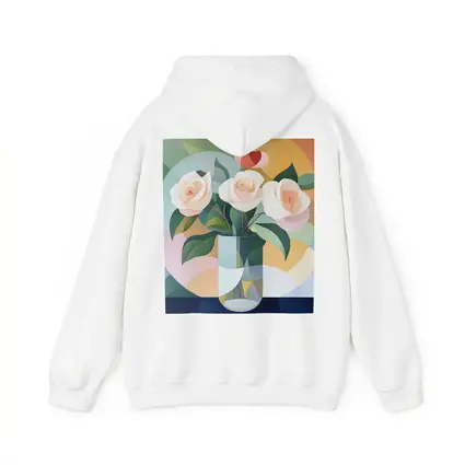 White Roses Vase Soft Geometric Abstract Background