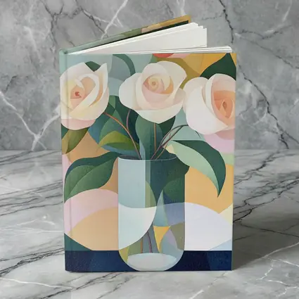 White Roses Vase Soft Geometric Abstract Background
