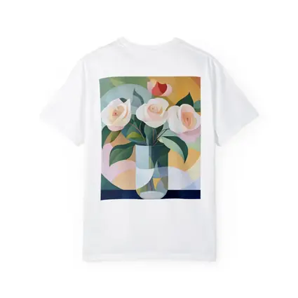 White Roses Vase Soft Geometric Abstract Background