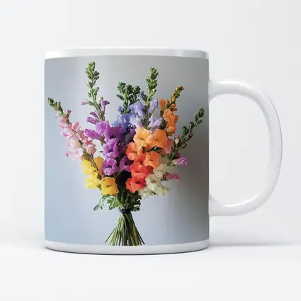 Colorful Snapdragon Bouquet Against Gray Background
