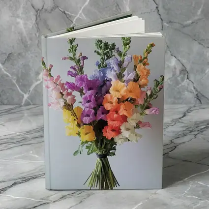 Colorful Snapdragon Bouquet Against Gray Background