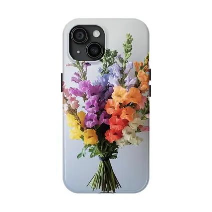 Colorful Snapdragon Bouquet Against Gray Background