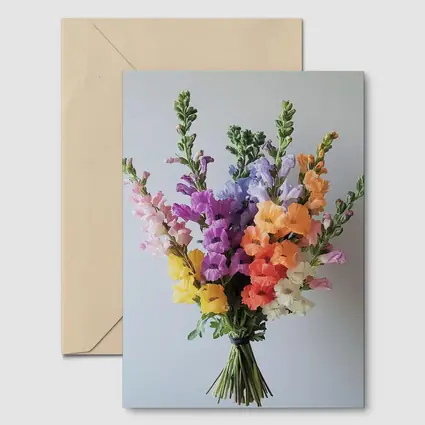 Colorful Snapdragon Bouquet Against Gray Background