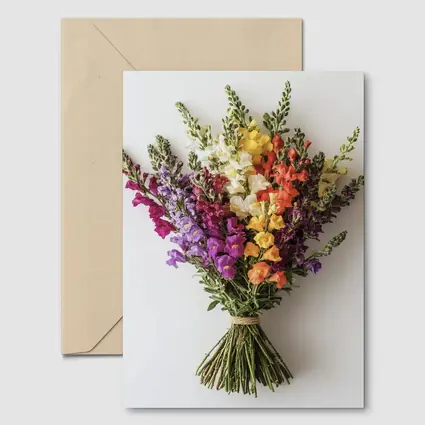 Colorful Snapdragon Bouquet On White Background