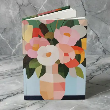 Geometric Floral Bouquet Vase Green Background