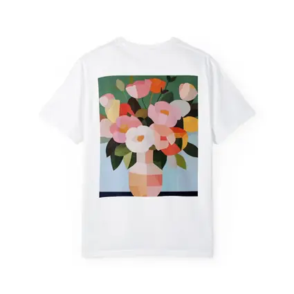 Geometric Floral Bouquet Vase Green Background