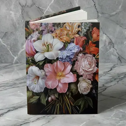 Mixed Flower Bouquet Dark Background Oil Painting