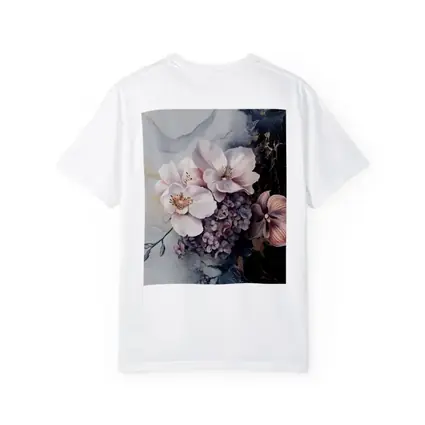 Pink Orchids Hydrangeas Dark Marble Gold Background