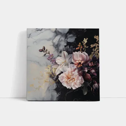 Peonies and Lilies on Dark Marble