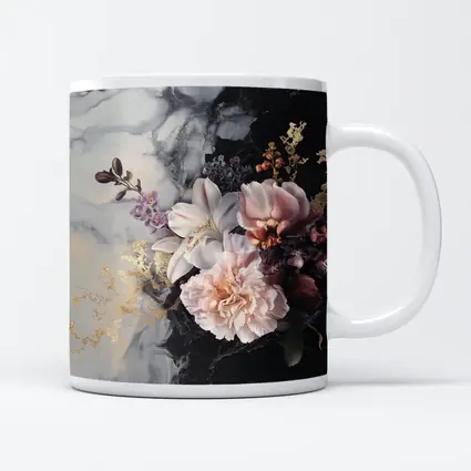 Peonies and Lilies on Dark Marble