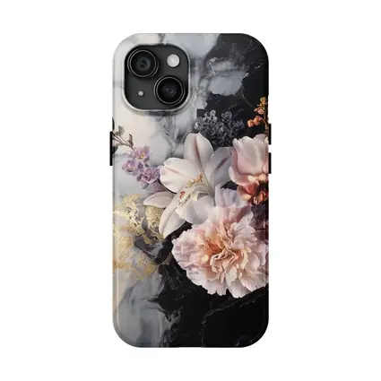 Peonies and Lilies on Dark Marble