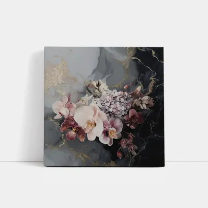Orchid Hydrangea Bouquet Dark Marble Gold