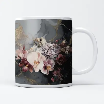 Orchid Hydrangea Bouquet Dark Marble Gold