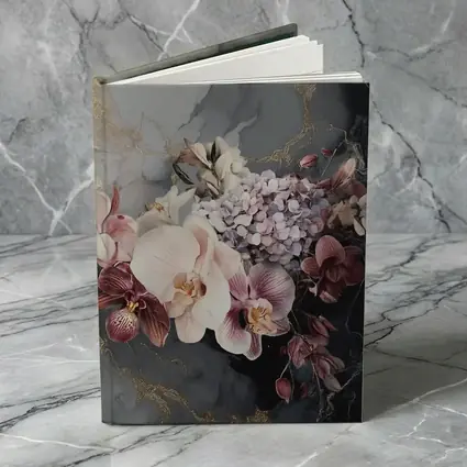Orchid Hydrangea Bouquet Dark Marble Gold