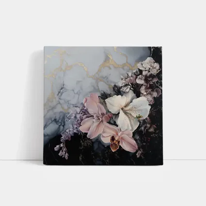 Orchids and Florals on Marble Gold