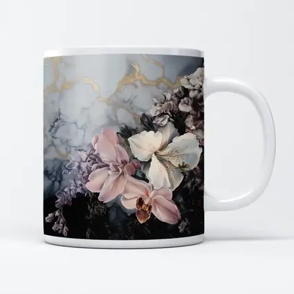 Orchids and Florals on Marble Gold