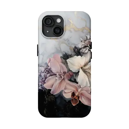Orchids and Florals on Marble Gold