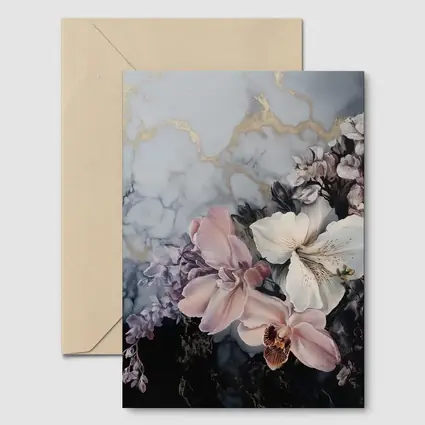 Orchids and Florals on Marble Gold