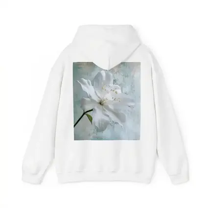 White Clematis Flower Teal Textured Background