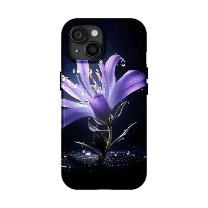 Purple Lily Flower Dark Black Background