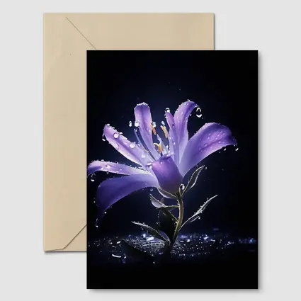 Purple Lily Flower Dark Black Background