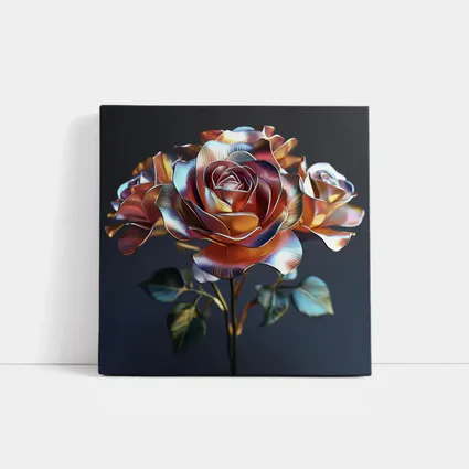 Metallic Rose Iridescent Petals Dark Background