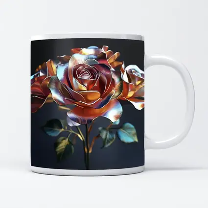 Metallic Rose Iridescent Petals Dark Background
