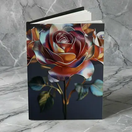 Metallic Rose Iridescent Petals Dark Background