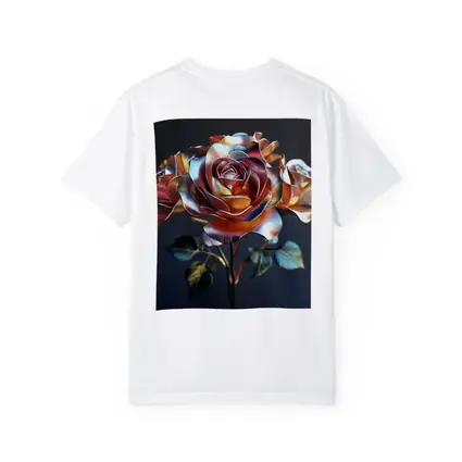 Metallic Rose Iridescent Petals Dark Background