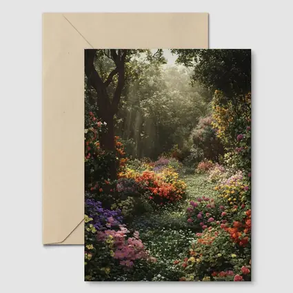 Colorful Garden Path Soft Morning Light