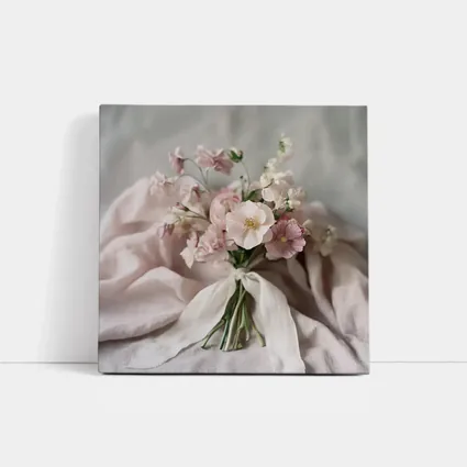 Pink Ranunculus Bouquet Soft Linen Background