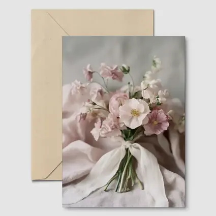Pink Ranunculus Bouquet Soft Linen Background
