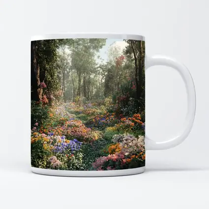 Colorful Wildflower Garden Path Through Forest