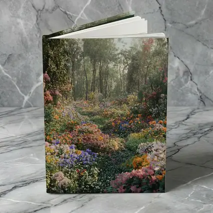 Colorful Wildflower Garden Path Through Forest