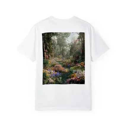 Colorful Wildflower Garden Path Through Forest