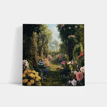 Lush Garden Path With Colorful Blooming Flowers