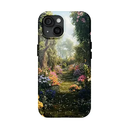 Lush Garden Path With Colorful Blooming Flowers