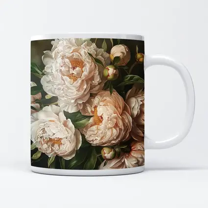 Blush Peony Blooms Dark Moody Background