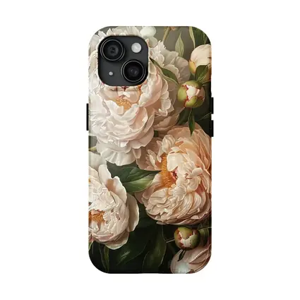 Blush Peony Blooms Dark Moody Background