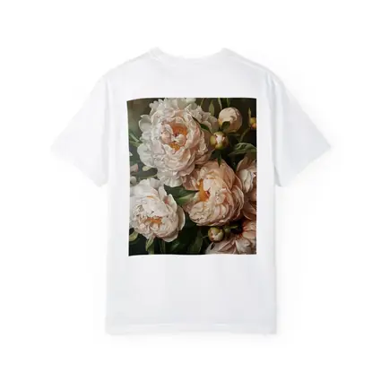 Blush Peony Blooms Dark Moody Background