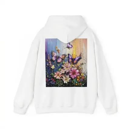 Purple Butterflies Over Pink Wildflowers Painting
