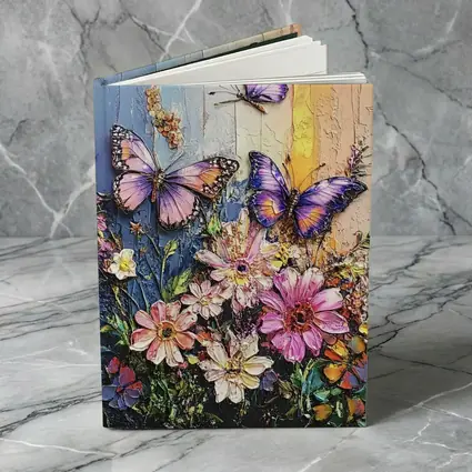 Purple Butterflies Over Pink Wildflowers Painting