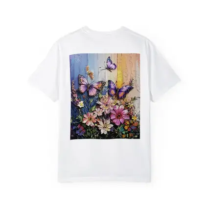 Purple Butterflies Over Pink Wildflowers Painting