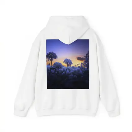 Blue Flowers Glowing Against Sunset Sky