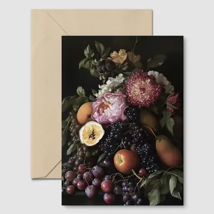 Dark Floral Still Life Fruit Botanical Art